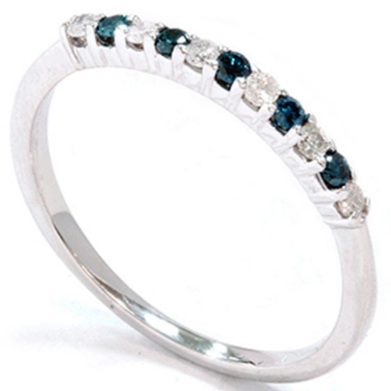 Pompeii3 1/4ct Blue & White Diamond Anniversary Ring 14K White Gold, 4 of 6