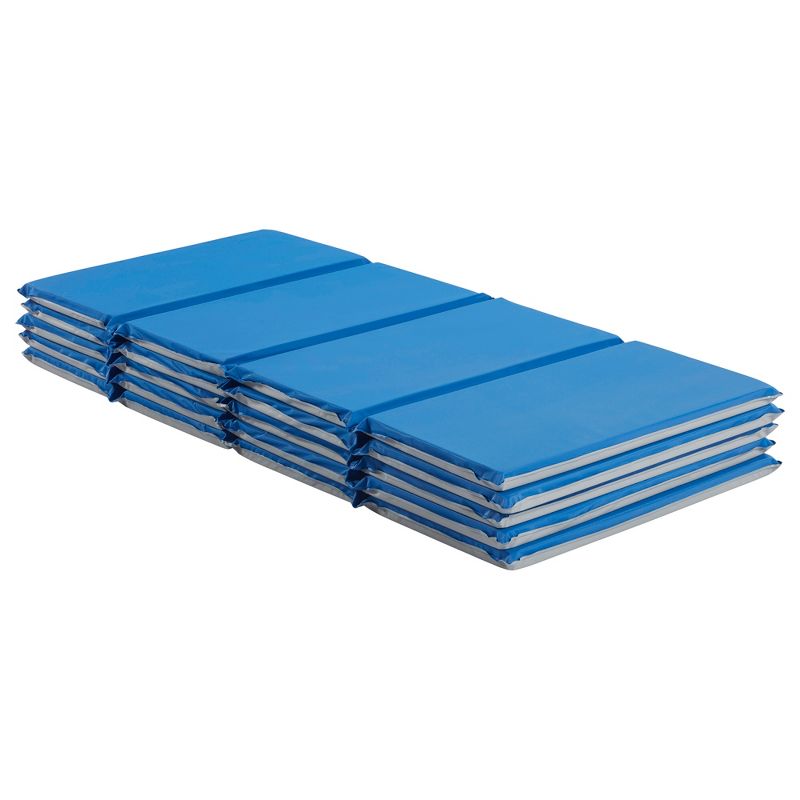ECR4Kids Everyday 4-Fold Daycare Rest Mat, Folding Sleep Pad, 5-Pack - Blue and Grey, 1 of 12