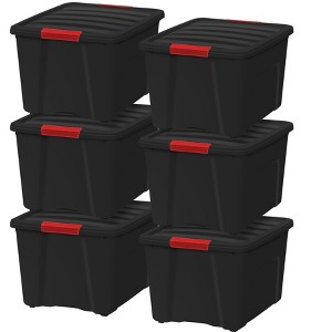 40qt Plastic Storage Bins with Lids and Secure Latching Buckles - 6 Pack - 1 of 4