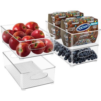 Sorbus Medium Stackable Clear Storage Bins with Handles- for Kitchen Pantry, Freezer & Fridge Organization