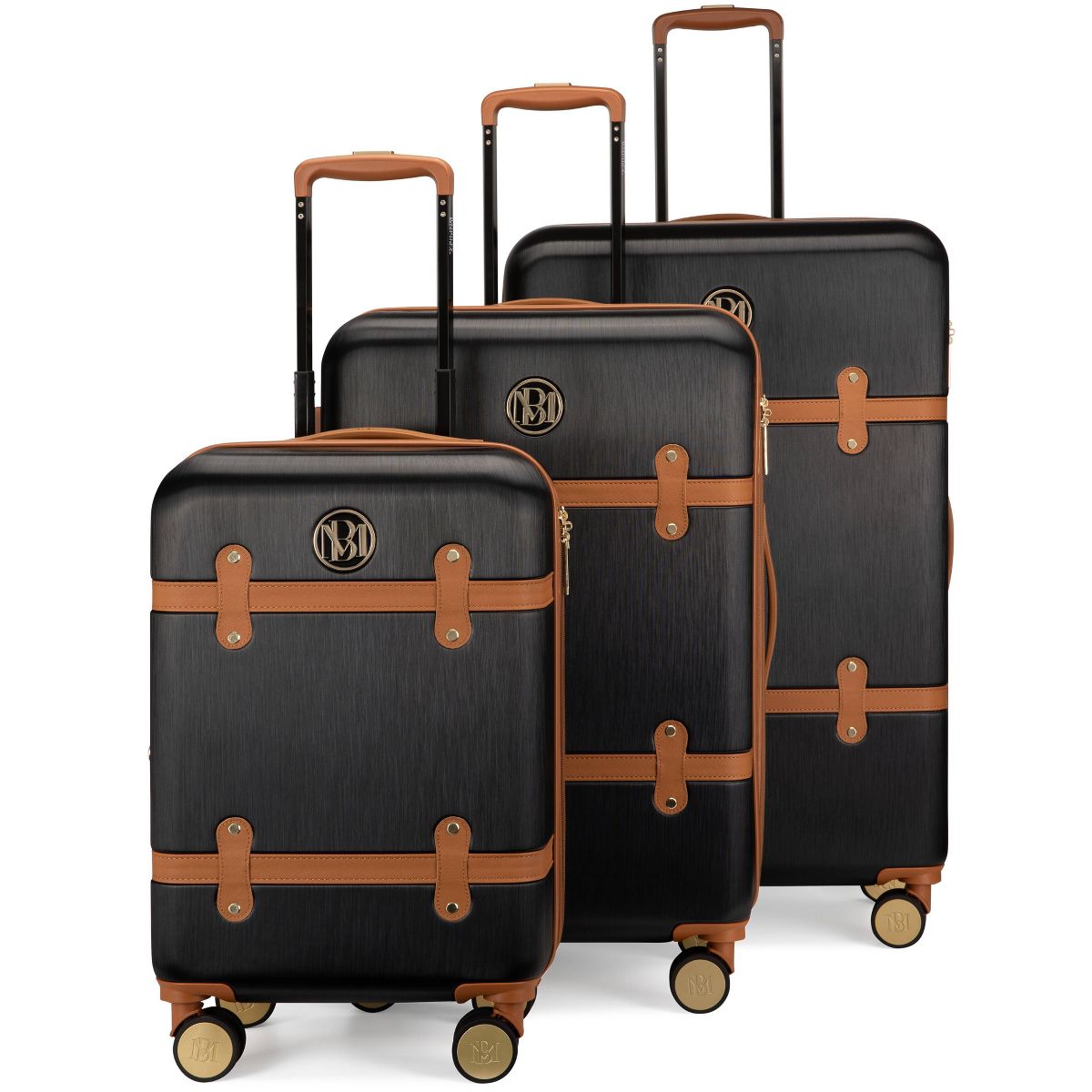 Badgley Mischka Grace 3pc Expandable Hardside Spinner Retro Luggage Set - thumbnail 8