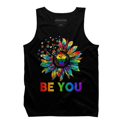 Adult Design By Humans Be You Sunflower Power Fist Pride Rainbow By Legato Tendo Tank Top