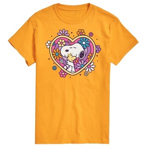 Men's - Peanuts - Hug Heart Flower Short Sleeve Graphic T-Shirt - 1 of 4