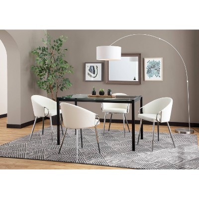 Claire White Faux Leather and Chrome Dining Chair Set