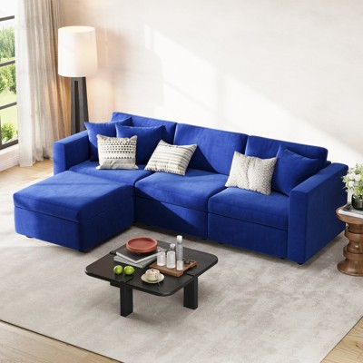 Buenhomino Modern DIY Sectional Sofa, Modular Sectional Couches for Living Room，Dark Blue Velvet