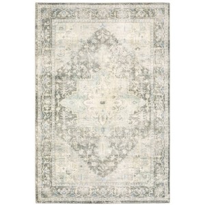 Salina Bohemian Vintage Medallion Area Rug Gray/Ivory - Captiv8e Designs - 1 of 4