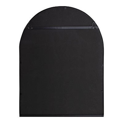 23" x 31.6" Black Iron Rectangular Wall Mirror with Shelf