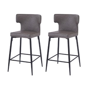 CAVINAS 26 inch Bar Stools Set of 2,180° Swivel Bar Chairs with Bucket Seats& Golden Metal Legs for Kitchen Island,Cafe - 1 of 4