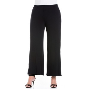 24seven Comfort Apparel Women's Plus Women's Plus Wide-leg Palazzo Pants - 1 of 4