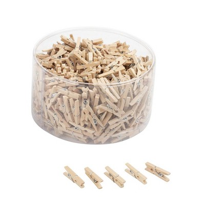 Mini Wooden Clothespins - 500-Piece Unfinished Wooden Clips for Crafts, Photo Clips, Home Decoration, 0.5 x 0.5 x 0.98 inches