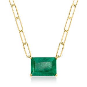 Ross-Simons 7.75 Carat Emerald Paper Clip Link Necklace in 18kt Gold Over Sterling Size 18 - 1 of 4