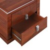 Sapphtopaz Retro Nightstand with Storage Drawer Wood Diamond Shaped Side Table with Silver Metal Handle Storage Closet for Bedroom,Living Room - 4 of 4