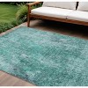Teal Blue Green And Gray Abstract Washable Indoor Outdoor Area Rug - 2 of 4