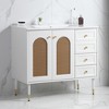 ORRD 36" Rattan Bathroom Vanity with Ceramic Basin, 2 Doors & Drawer Storage Cabinet, Natural Style Vanity for Bathroom and Powder Room - 2 of 4
