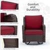 3-Piece Outdoor Rattan Swivel Rocking Patio Set, 360-Degree Swivel Rocking Chair Stylish Wicker Patio Bistro,Thick Cushions and Glass Coffee Table - 4 of 4