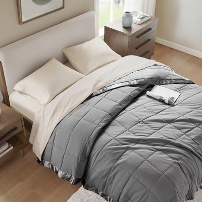 Soft Cozy Throw Blanket for All Seasons, Lightweight 100% Polyester Microfiber Bed Blanket, Charcoal, King
