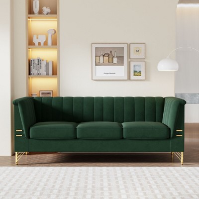 NicBex Couches for Living Room 83" Sofa Velvet Upholstered 3-Seat Couch Soft Sponges Modern Designs Sofa with Gold Legs for Apartment