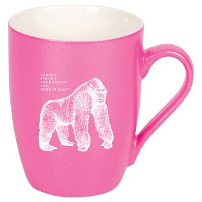 Elanze Designs 10 Ounce Ceramic Decorative Laser Engraved Giftable Novelty Tea Coffee Cup Mug Princess Pink Gorilla Caring Strong Courageous Bold