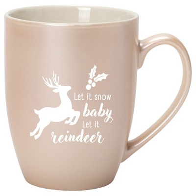 Elanze Designs Let It Snow Baby Let It Reindeer Precious Pearl 10 ounce New Bone China Coffee Cup Mug