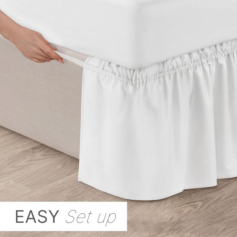 Ruffled Elastic Wrap Around Bedskirt 15 Inch Drop - CGK Linens, 3 of 8