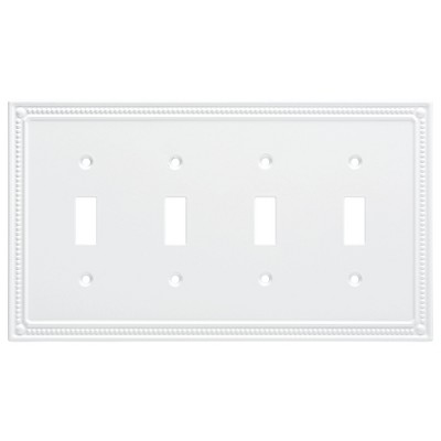Franklin Brass Classic Beaded Quad Switch Wall Plate White