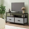 Modern TV Stand with Dual Fabric Drawers & Metal Frame - Holds Up to 55" TV, Waterproof Top & Adjustable Feet - Media Console for Living Room - 2 of 4