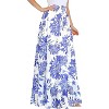 Women's Retro Chiffon Maxi Skirt - Beach Ankle Length Flowy Long Skirt White Blue - 4 of 4