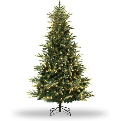 Acekool Prelit Spruce Artificial Tree, Warm White, Thick Branches, Fire-Resistant, Hinged & Foldable, for Home or Office