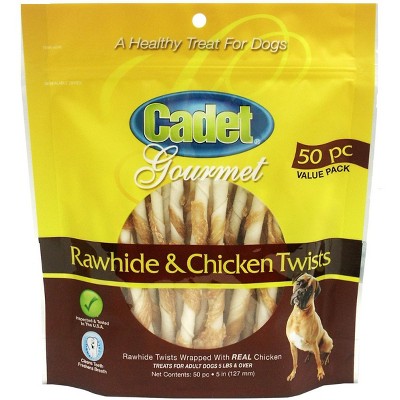 Cadet Rawhide & Chicken Twists, 50 Count Resealable Package