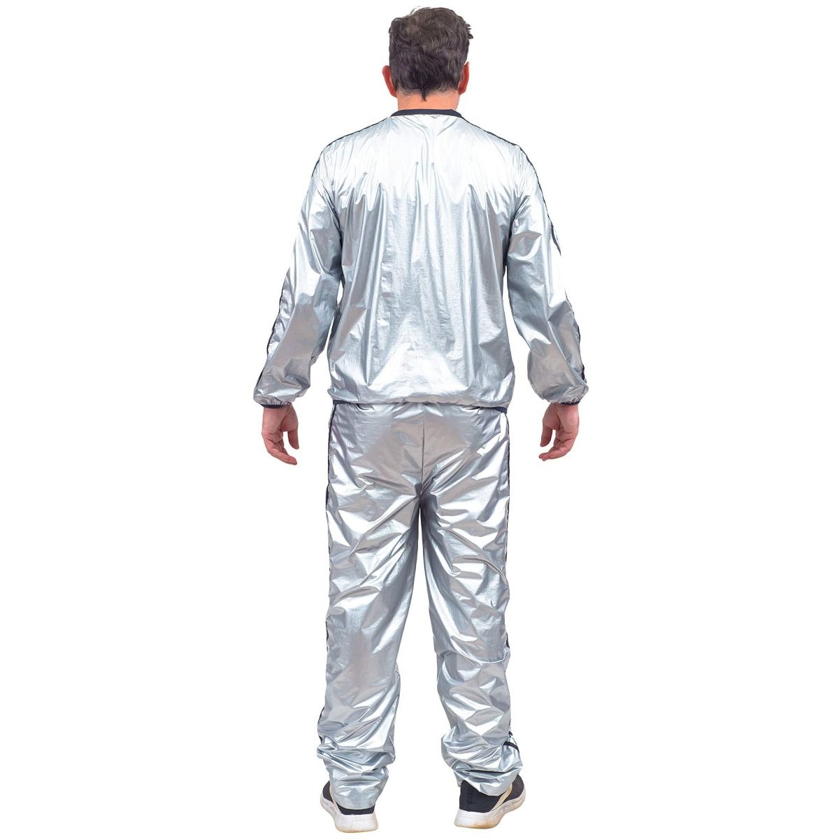 Costume Agent Todd & Margo Shiny Silver Workout Top and Pants Deluxe Sweatsuit Set for Halloween & Cosplay - thumbnail 2