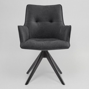 Art Leon Faux Leather Swivel Accent Office Chairs with Oak Wood Legs - 1 of 4