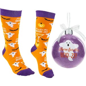 Pavilion Gift Company - Boo-ze! - 4" Ornament  with Unisex Holiday Socks - Tree Ornaments - 1 of 4