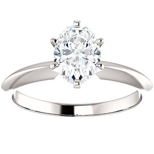 Pompeii3 1 Ct Oval Moissanite Solitaire Engagement Ring 14k White Gold - 1 of 4