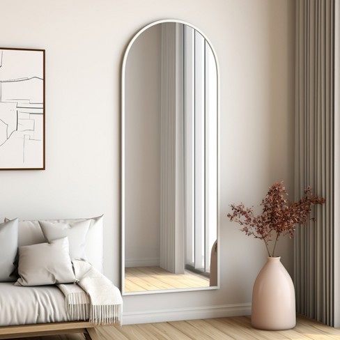 Dovelina Wood Frame Arch-top Full Length Mirror Leaning Mirror - 64