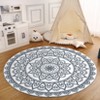 Indoor Soft Vintage Flower Round Area Rugs for Living Room Bedroom Washable Low Pile Non Slip Small Carpet Retro Room Decor - 4 of 4