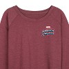Women's - Marvel - Captain America Retro Distressed Flag Lightweight French Terry Wide Neck Long Sleeve Graphic Shirt - 3 of 4