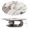 DOMETOUR 51 Inches Oval Faux Marble Coffee Table for Living Room with Stainless Steel Base - 2 of 4