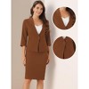 Allegra K Women's Office Work Collarless Blazer Pencil Skirt Business Suit Set 2 Pcs - 2 of 4