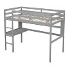 Okak 79.5IN Twin Size Loft Bed with Ladder, Twin Bed with Storage Shelves, Desk and Safety Guardrail, Bed Frames for Bedroom, Dormitory - 3 of 4