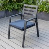 LeisureMod Chelsea 7-Piece Patio Dining Set, 60" Round Aluminum Dining Table and 6 Dining Armchair - 3 of 4