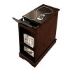 Wood Side Table with Storage Cabinet and Built-In USB Charging Station, Bedside Nightstand for Small Spaces, Living Room or Bedroom–The Pop Home - 3 of 4