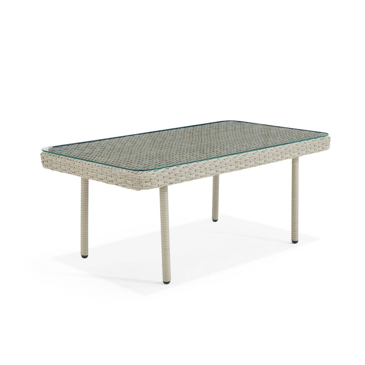 All-Weather Wicker Windham Outdoor Coffee Table with Glass Top Gray - Alaterre Furniture - thumbnail 2