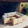 vidaXL 12 Piece Solid Pinewood Patio Lounge Set with Cream Cushions - Configurable Outdoor Garden Furniture - 2 of 4