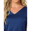 cheibear Women's Silky Satin Casual Basic V Neck Sleeveless Tank Top Blouse - 4 of 4