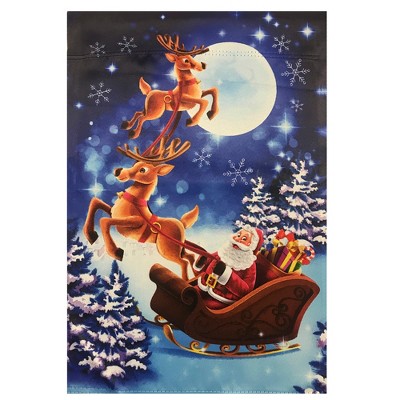 Northlight Santa and Reindeer Sleigh Ride Outdoor Garden Flag 28" x 40"