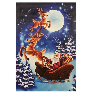 Northlight Santa and Reindeer Sleigh Ride Outdoor House Flag 28" x 40" - 1 of 3