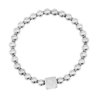 Adornia Sterling Silver Plated Initial Cube Stretch Bracelet