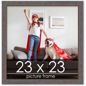 PosterPalooza | Square Textured Grey Picture Frame - UV Acrylic, Foam Board Backing, Hanging Hardware - 1 of 4