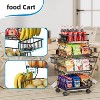 4 Tier Rolling Cart with Wheels, Stackable Fruit Vegetable Basket with 2 Hanging Basket, Kitchen Storage - 4 of 4