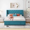 Queen Size Upholstered Platform Bed Velvet Storage Bed with Wingback Headboard and a Big Drawer-ModernLuxe - image 2 of 4